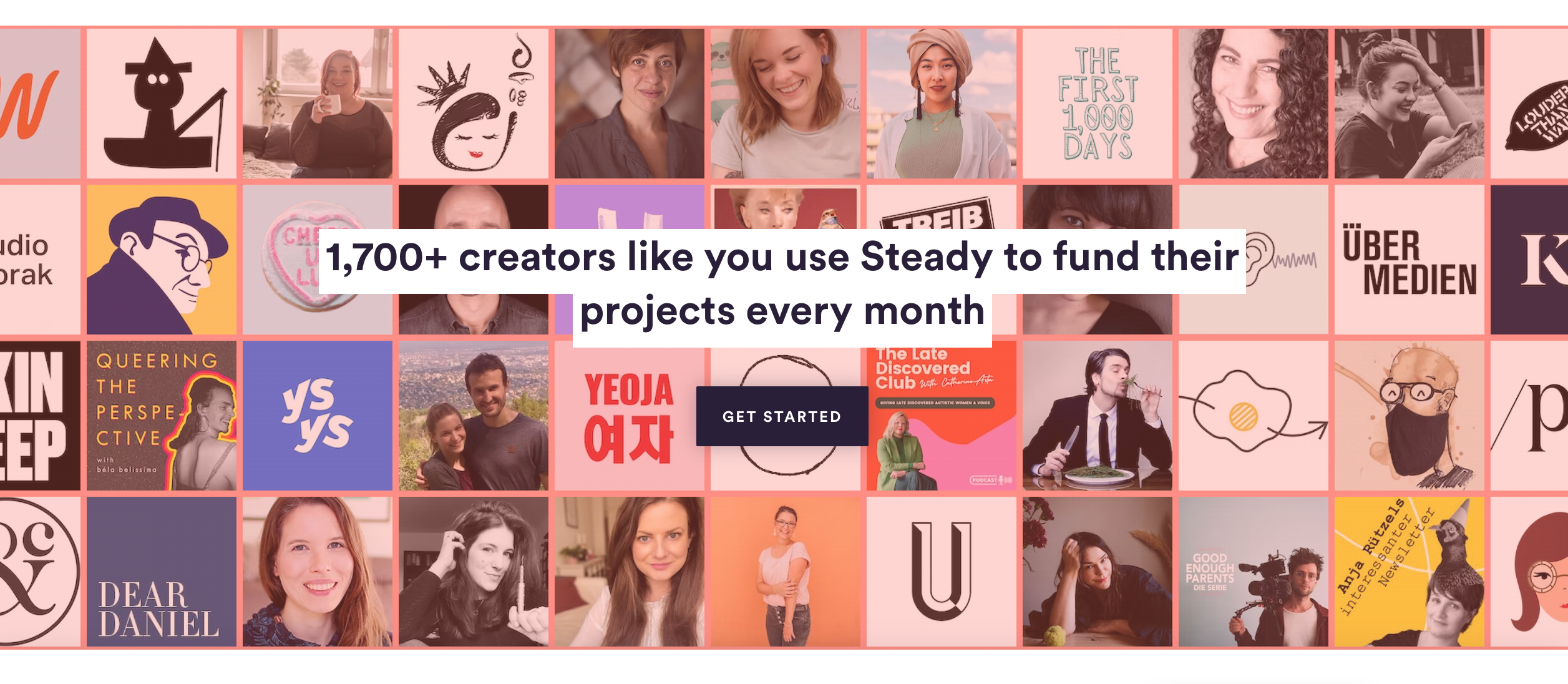 Steady creators website section
